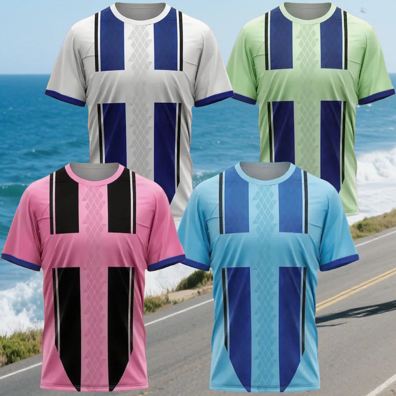 

Summer Men's Quick Drying Breathable Training T-shirt Fashionable Printed Short Sleeved T-shirt Outdoor Sports Casual Loose Top