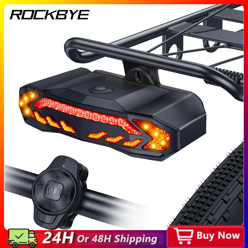 Rockbye Bicycle Turn Signals Light Rechargeable Bike Tail Light Wireless Anti-theft Bike Safety Alarm