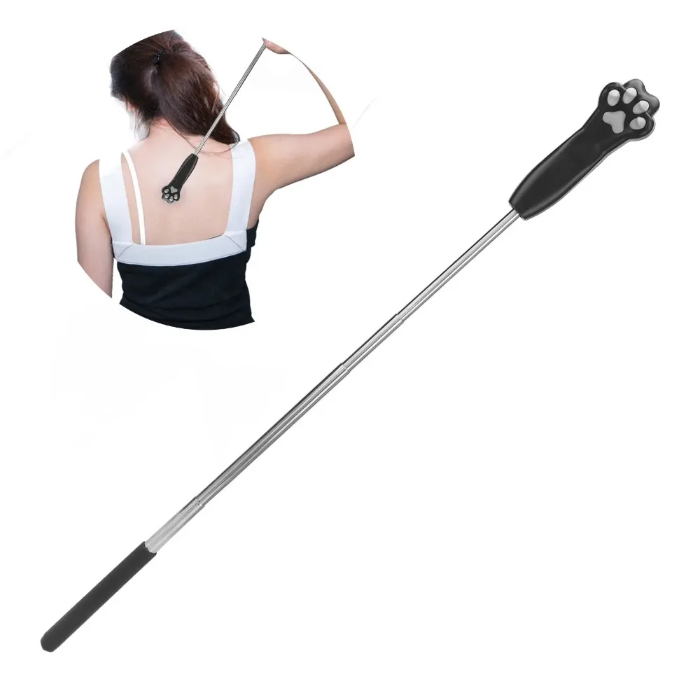 1Pcs Extendable Back Scratcher Stainless Steel Cute Cat Claw Telescopic Scratching Back Foot Massage Tool Relieve Itching Tool