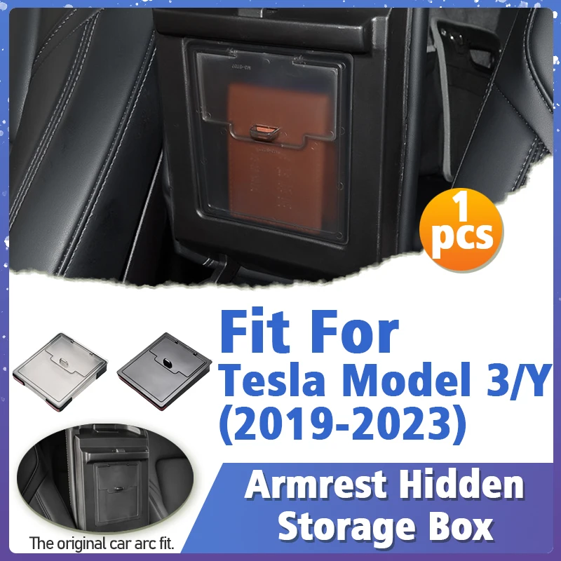 

Armrest Hidden Storage Box For Tesla Model 3 2019 2020 2021 2022 2023 Model Y Car Interior Styling Decoration Accessories