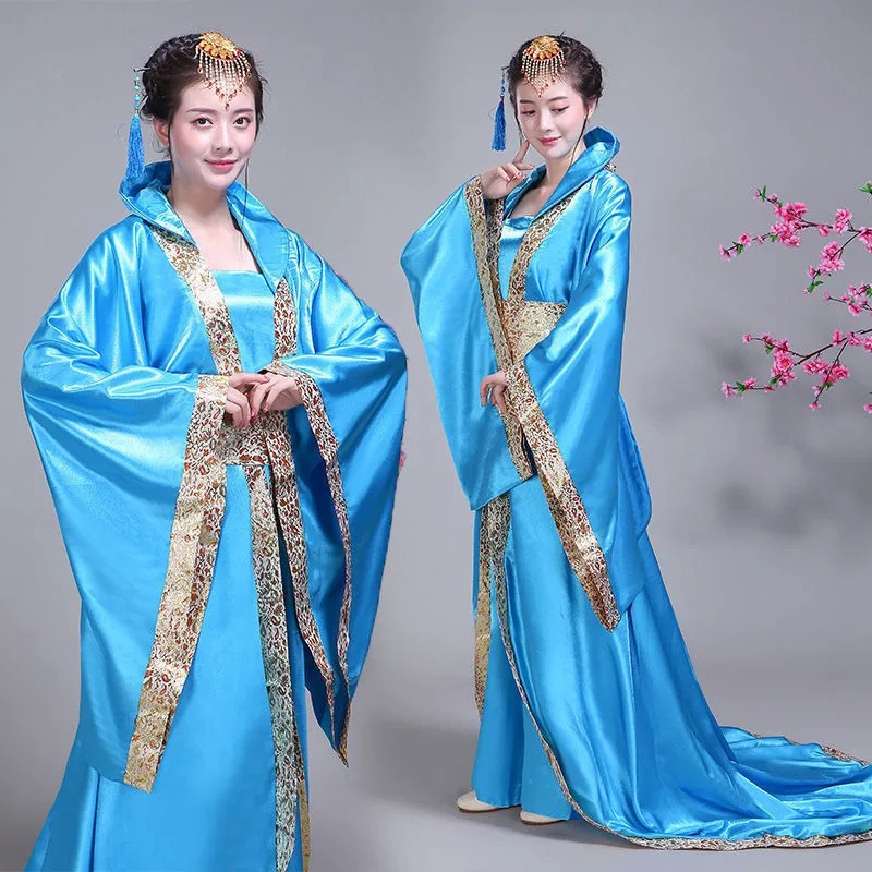 Chinês Hanfu Cosplay Elegante Roupas, Trailing Palace, Retro Roupas De Luxo, Queen Stage Performance