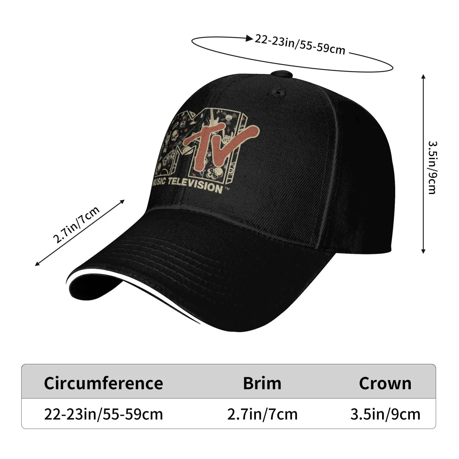 音楽テレビ太陽野球帽夏男性女性プリントトラッカーハット調節可能なクラシックランニングヒッピースナップバックキャップ