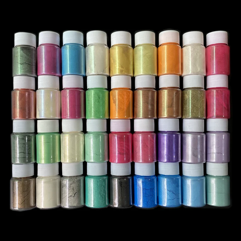 مجموعة مسحوق اللؤلؤ الميكا 36 لونًا من أجل قنابل الاستحمام المصنوعة يدويًا والصابون والشموع ودهانات راتنجات الإيبوكسي - مجموعة أصباغ فنية للأظافر اللامعة