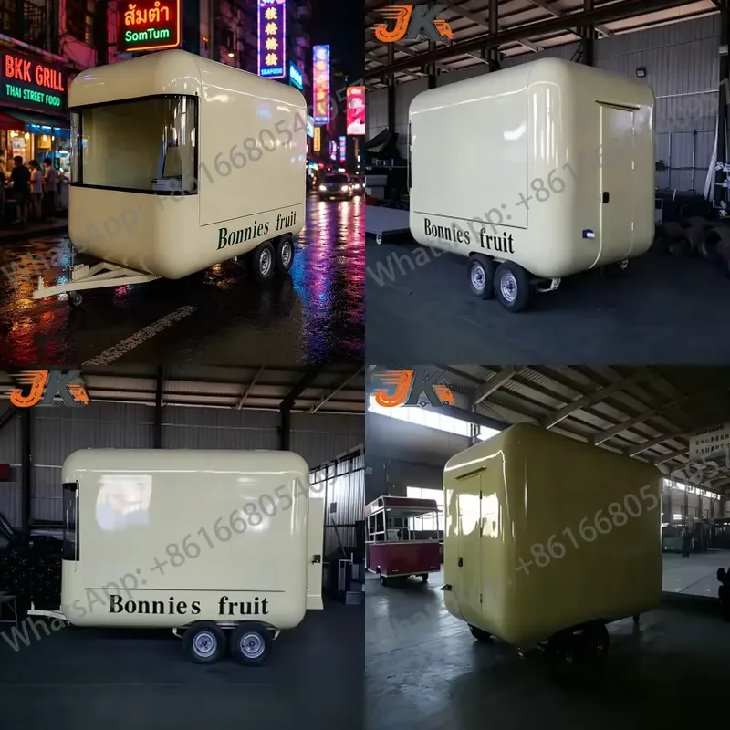 Ice Trailer Mobile Fast Food Restaurant Truck Stainless Steel Rust Resistant Vintage Classic Style for Barber Shop Clothing