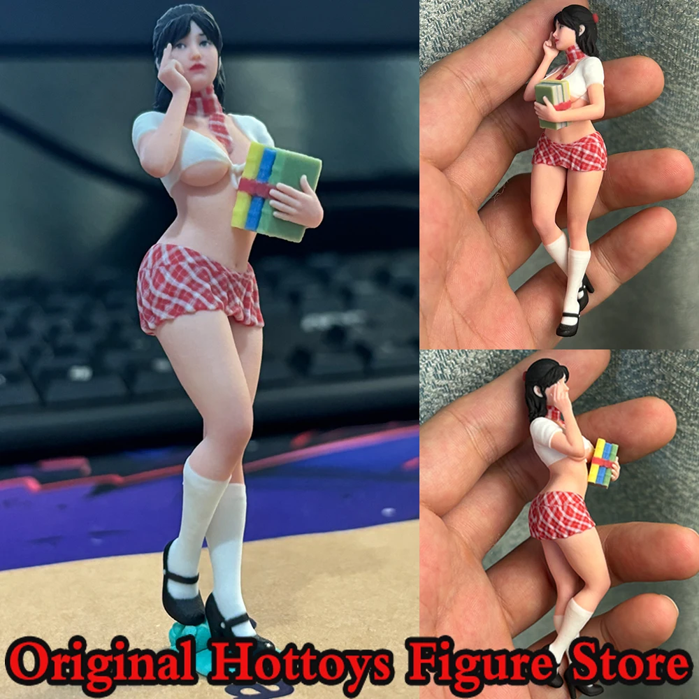 

In Stock 1/18 Scale Female Soldier Red Plaid Skirt Girl Mini Realistic Sculpture Full Set About 9.2cm Action Figure Doll Gifts