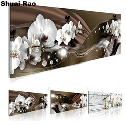 Grande bianco bellissimi fiori di orchidea pittura diamante strass 5D ricamo diamante fai da te, punto croce, mosaico diamante vendita