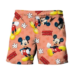 2024 Summer Harajuku New Disney Brand Cute Mickey And Minnie Anime Print Men's Swimwear Beach Shorts Fashion Casual Kids