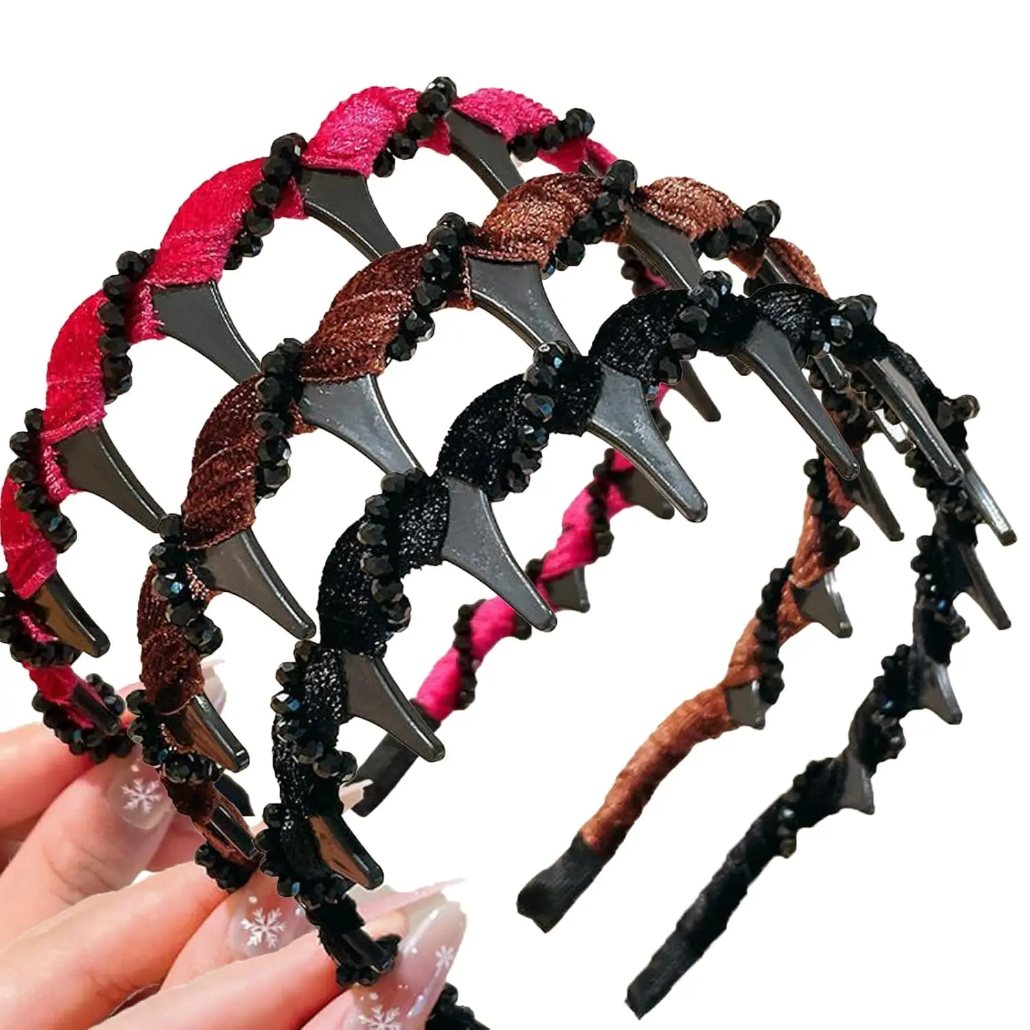 

3-Piece Vintage Rhinestone Headbands - Elegant Fashion Anti-Slip Hair Accessories, Decorative Hair Bands & Gift Ideas