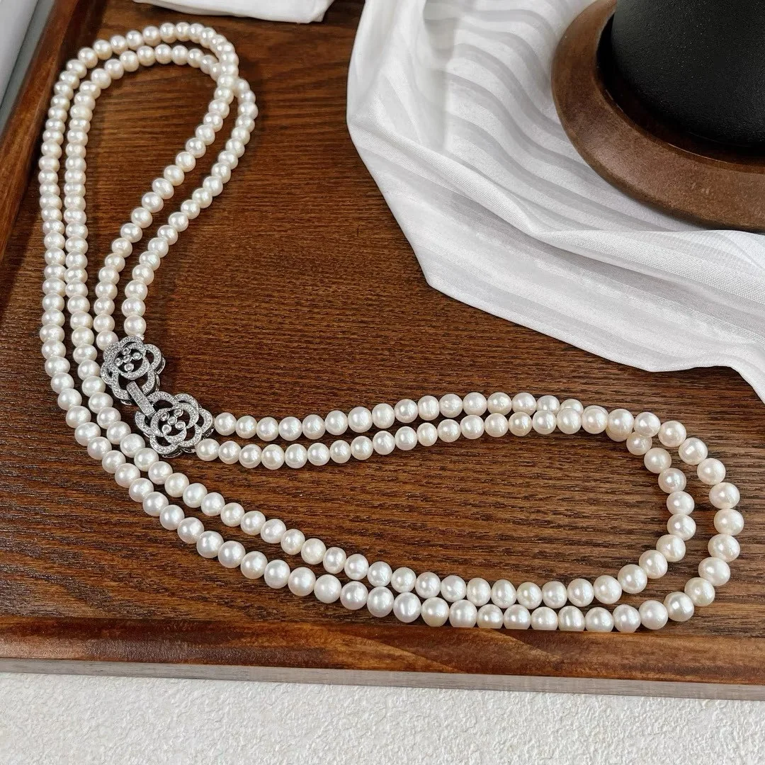 2 Row real Natural AAA + White Akoya Pearl Necklace Videos and pictures are all taken in kind.