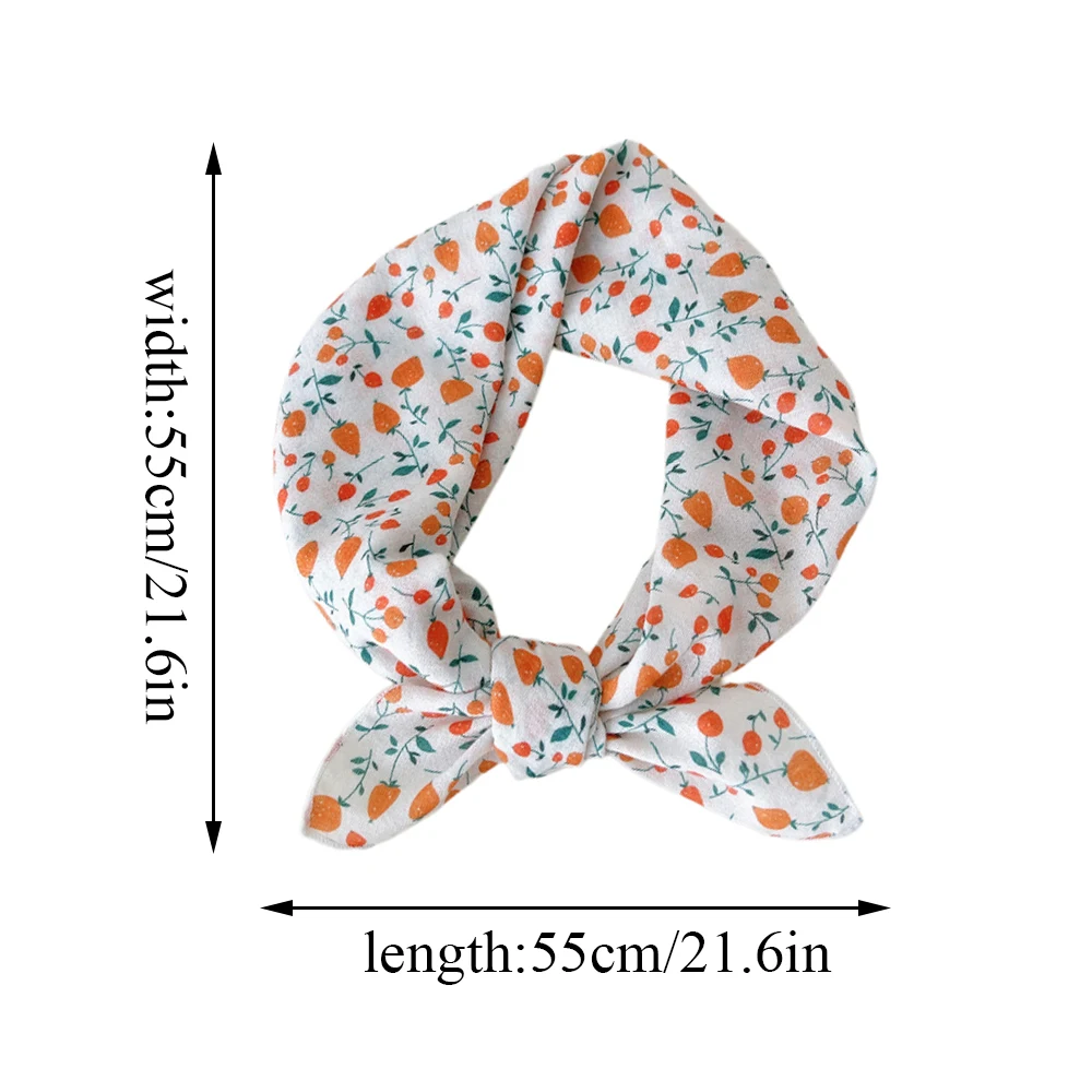 Cotton Linen Floral Print Neckerchief Women Hair Scarf Square Handkerchief Spring Summer Cotton Neck Scarves Turban Bandanas New