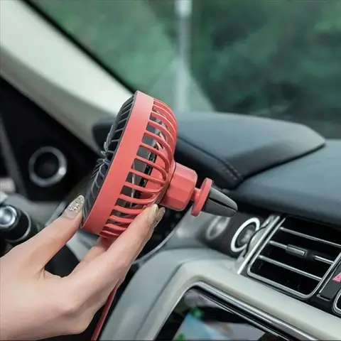 차량용 선풍기 |   3단 360 °   회전 가능 |   12V-24V USB LED 주변 조명 |   에어컨 통풍구 클립 |   무소음 휴대용 선풍기