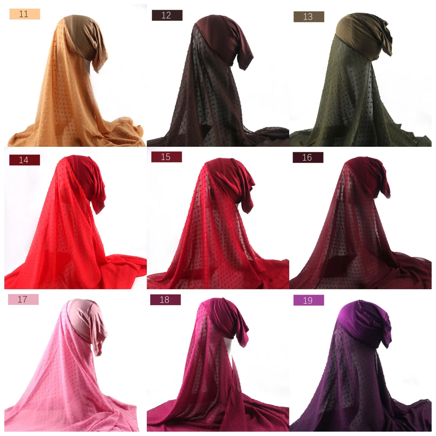 10 pcs Pom Bubble Chiffon Hijab Cachecol com Jersey Cachecol Cachecol Islamismo Lenço Interno Faixa de Cabeça Stretch Hijab Capa Turbante