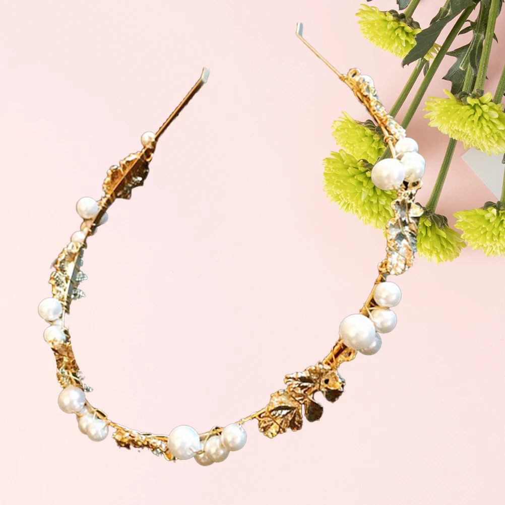 

Headband Bridal Headdress Wedding Headpiece Alloy Gold Plated Leaf Hair Band Lightweight Elegant Occasions Party