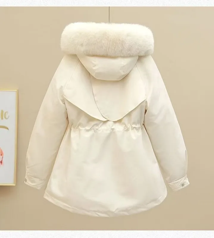Women's Thickened Fleece Lined Down Cotton Jacket Winter Coat Korean Style Waist Cinched 2026 New Design Sensation Coat