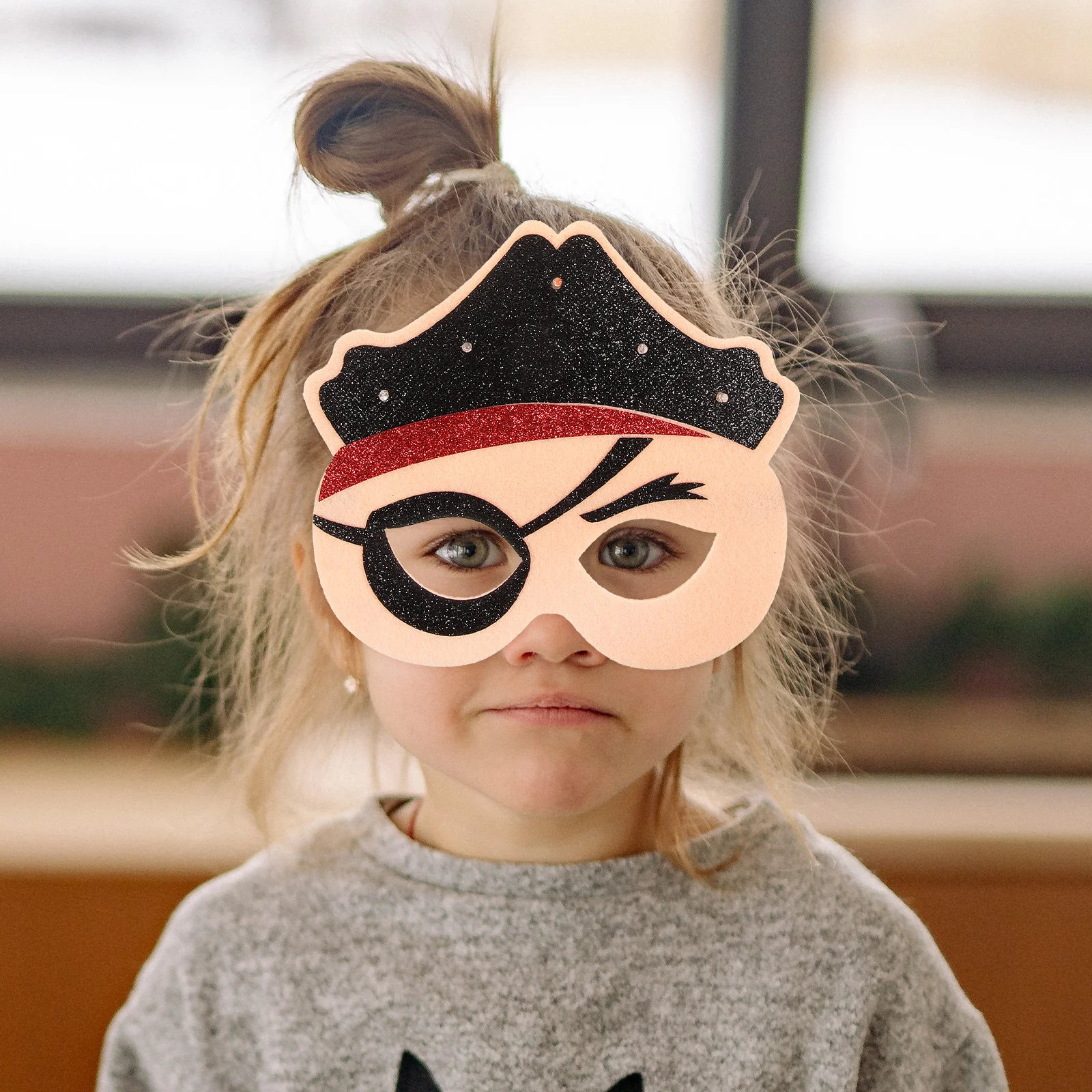 

2 Pcs Glowing Pirate Mask Costume Decoration Party Supplies The Flowers Cosplay Face Felt Halloween Masks Child