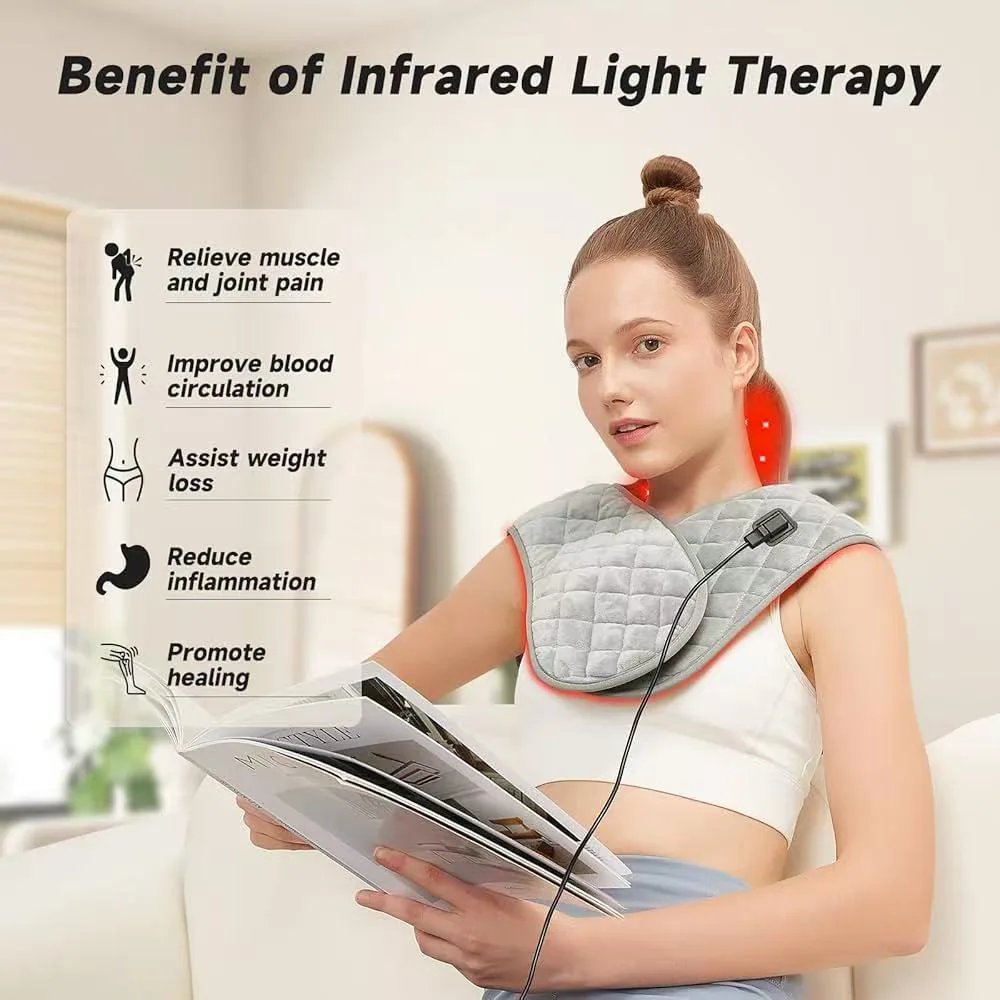 Shoulder Back Heating Pad RedLight Therapy for Body Wearable Near Infrared Shawl Therapy Belt Neck Warmer Adjustable Temperature view 2