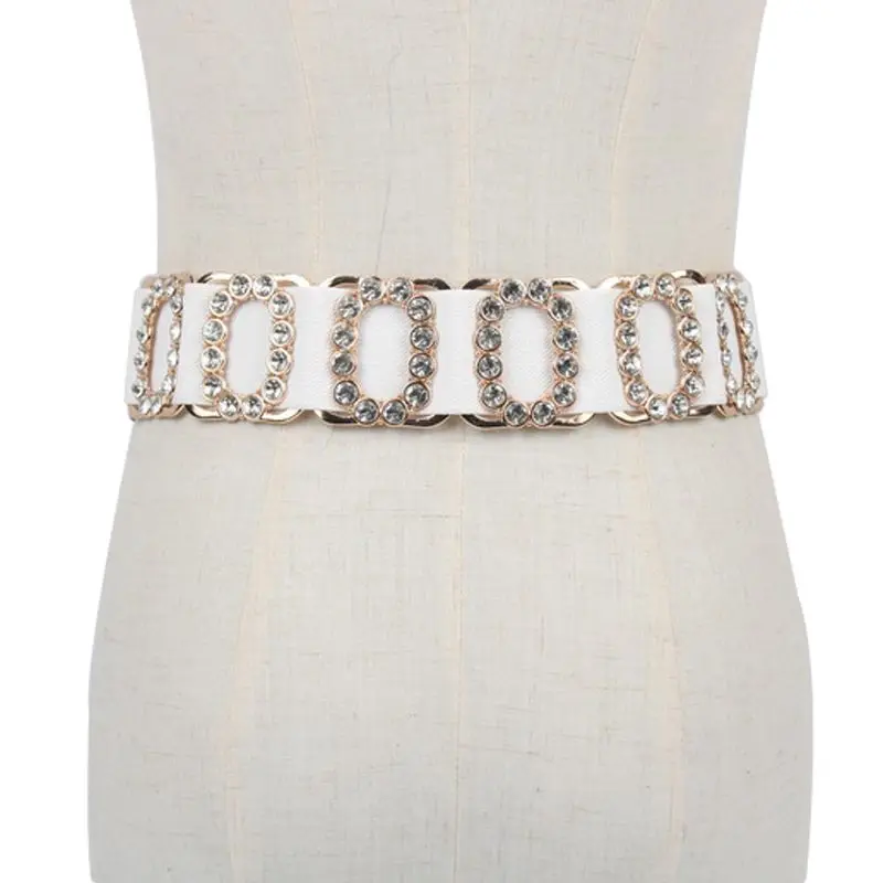 موضة حجر الراين حزام خصر مرن المرأة الكورية تنوعا فستان الديكور ملحق واسعة مشد للخصر كريستال تمتد #6