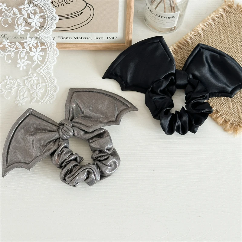 Halloween Bat Wing Bow anello per capelli intestino crasso ragazze Sweet Cool Hair Rope per le donne Party Cosplay copricapo divertente creativo