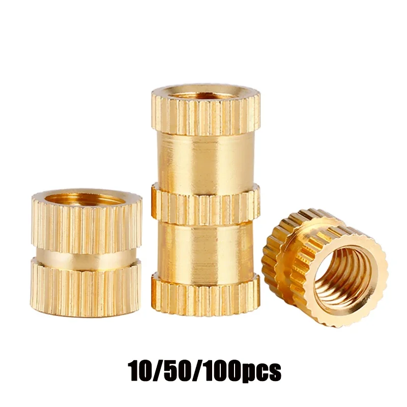 50/10pcs Brass Knurled Insert Nuts Copper Thread Inserts for M2 M2.5 M3 M4 M5 M6 M10 Hot Melt Heating Molding Knurled Nuts