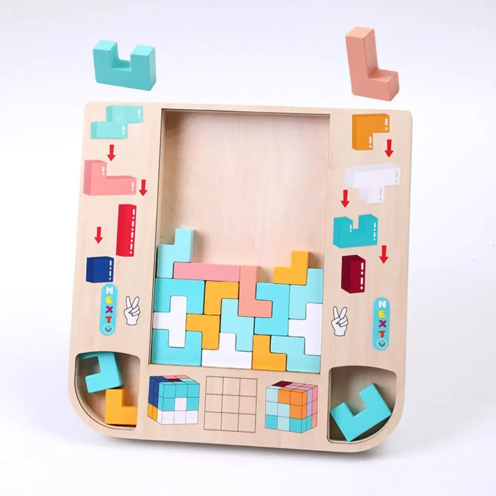 

Colorful Wooden 3D Puzzles Intelligence Three-Dimensional Russian Building Blocks Montessori Logic Training Brain Teasers Toy