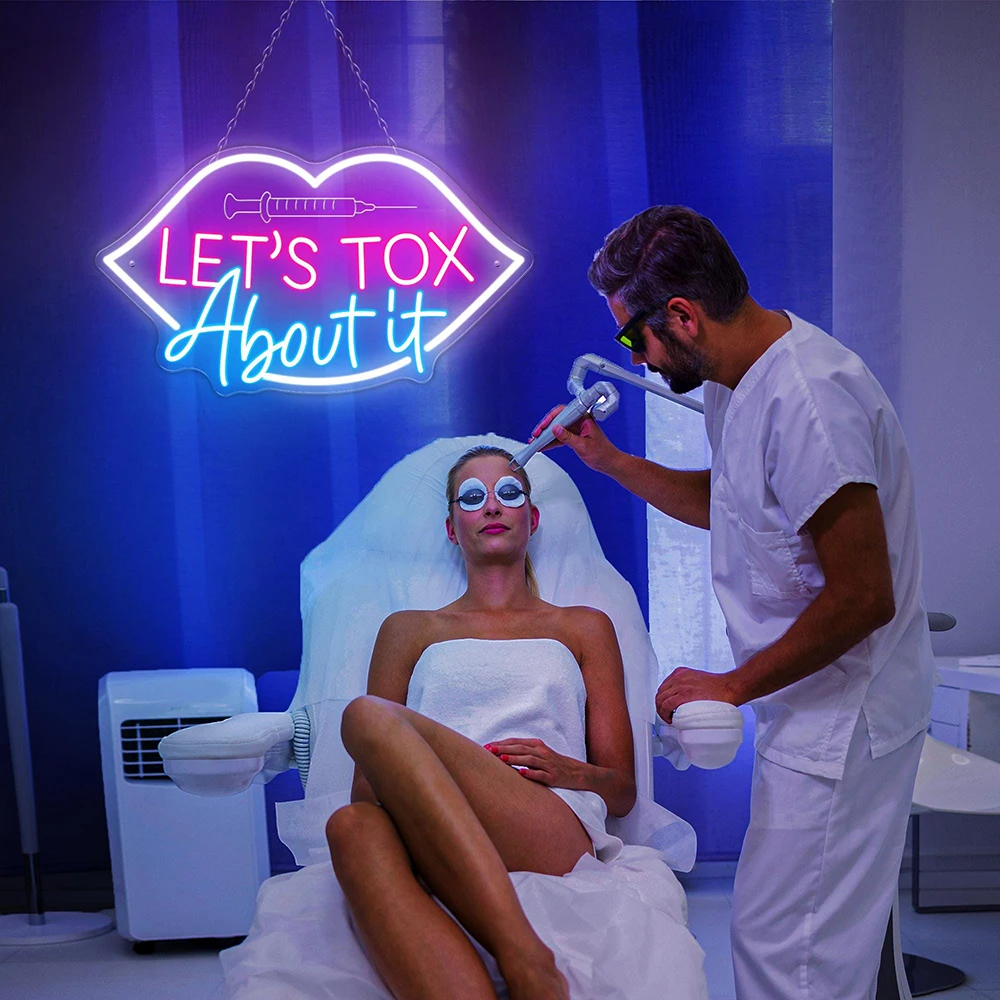 Let's Tox About It Neon Sign Custom Botox Business Neon Sign Injector Spa Studio Decor Botox Art Led Neon Light Beauty Spa Signs