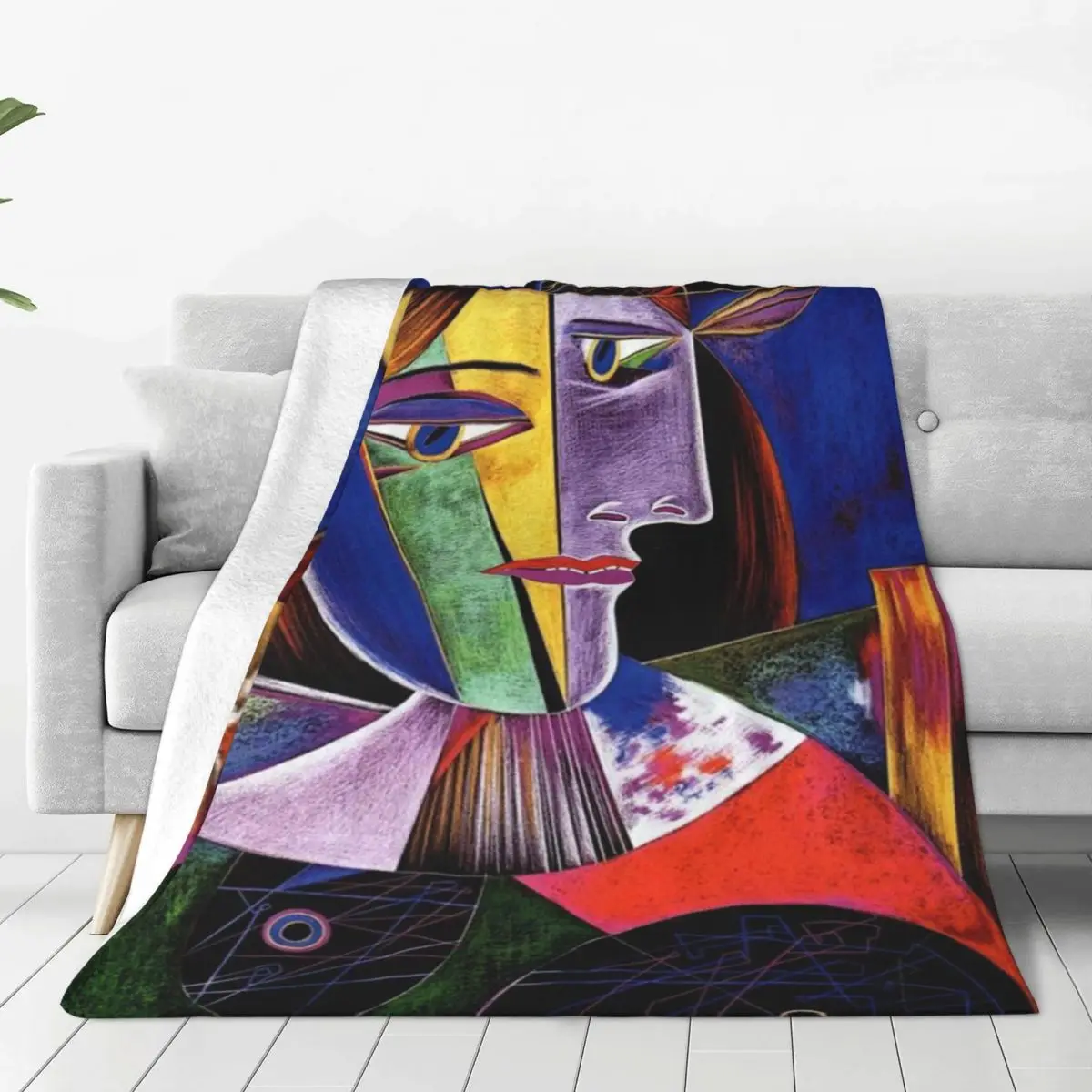 

Soft Durable Blanket Travel Picasso Abstract Bedding Throws Oil Painting Flannel Bedspread Couch Bed Funny Sofa Bed Cover