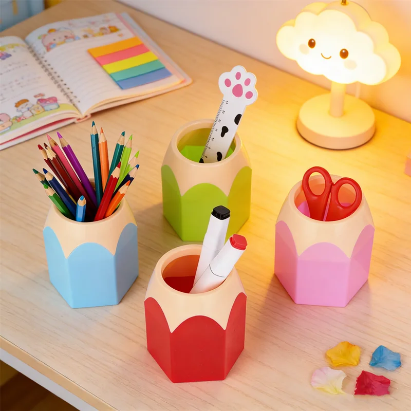 

Creative Whimsical Pencil Pen Holder Set 6pcs Multi-Use for Stationery & Makeup Brushes, Fun Desktop Organizer for Office & Home