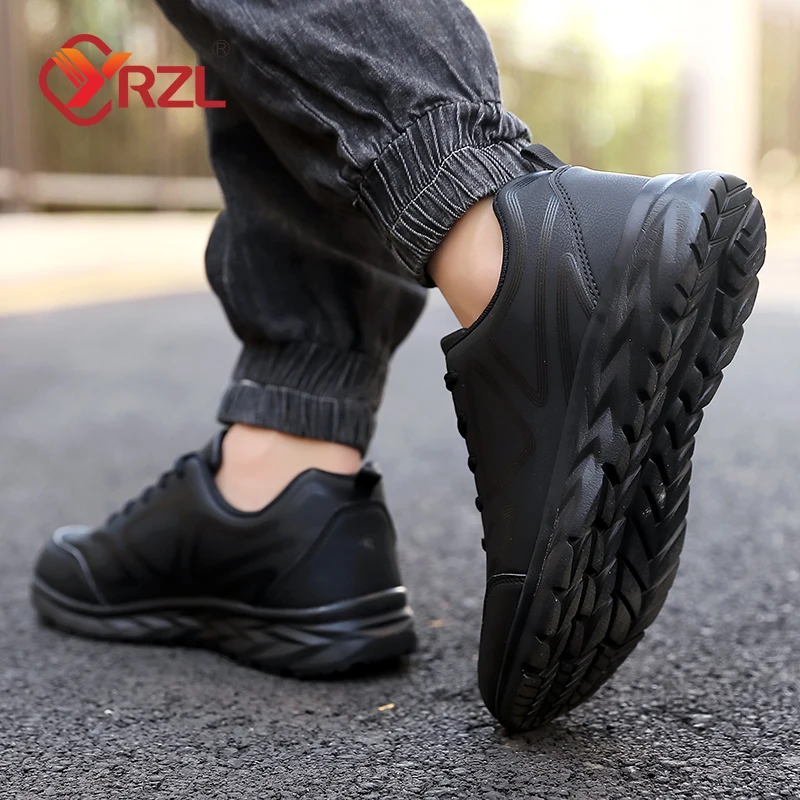 YRZL Black Shoes for Men Waterproof Sneakers Lightweigth Sport Footwear Athletic Shoe Outdoor Fashion Comfortable Casual Sneaker