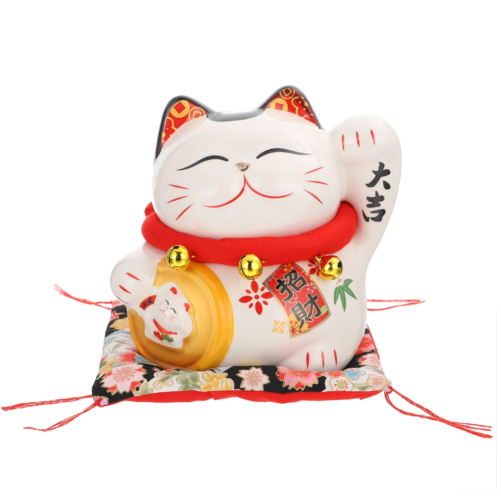 

Lucky Cat Piggy Bank Ceramic Coin Saver Smooth Design No Burrs Wealth nament For Shop Home Office Hotel Restaurant
