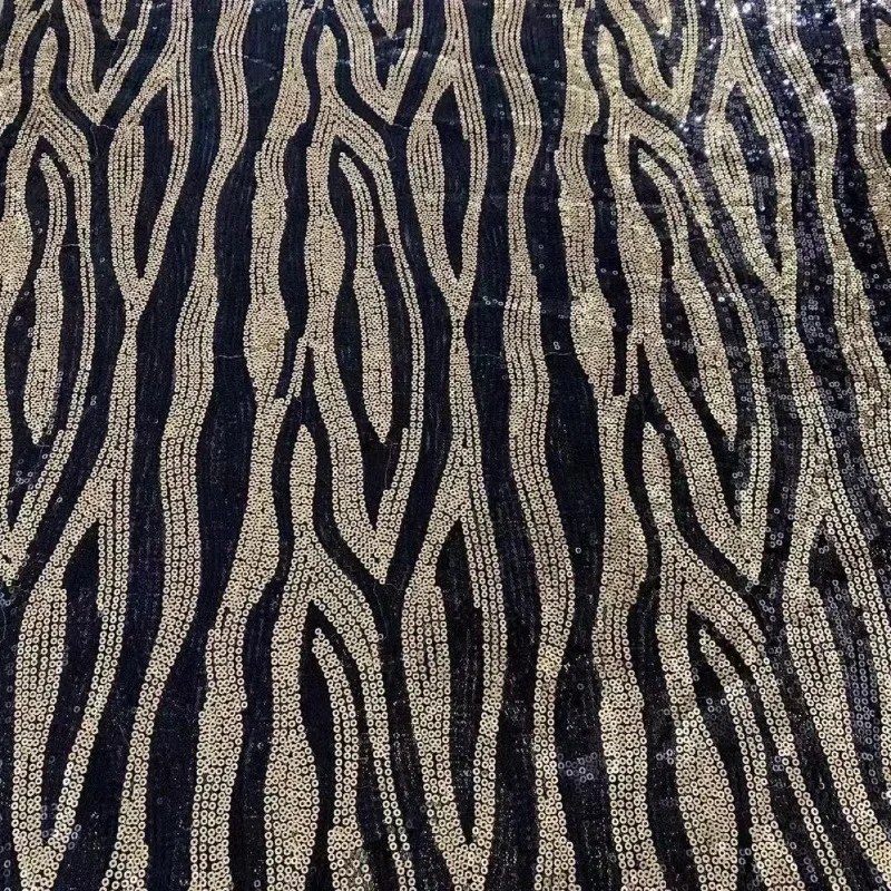 Leopard Print Embroidery Mesh Sequin Fabric French Tulle Zebra Lace Fabrics African Nigerian Fabric for Clothing Christmas Decor