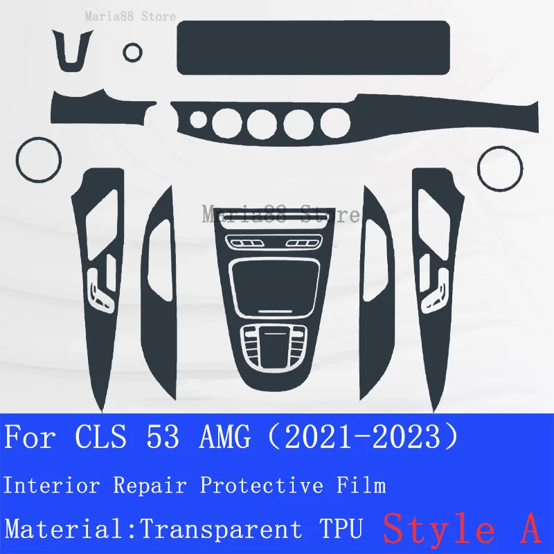 

For CLS 53 AMG (2021-2023) Car Interior Center Console Transparent TPU Protective Film Anti-scratch Car Accessories