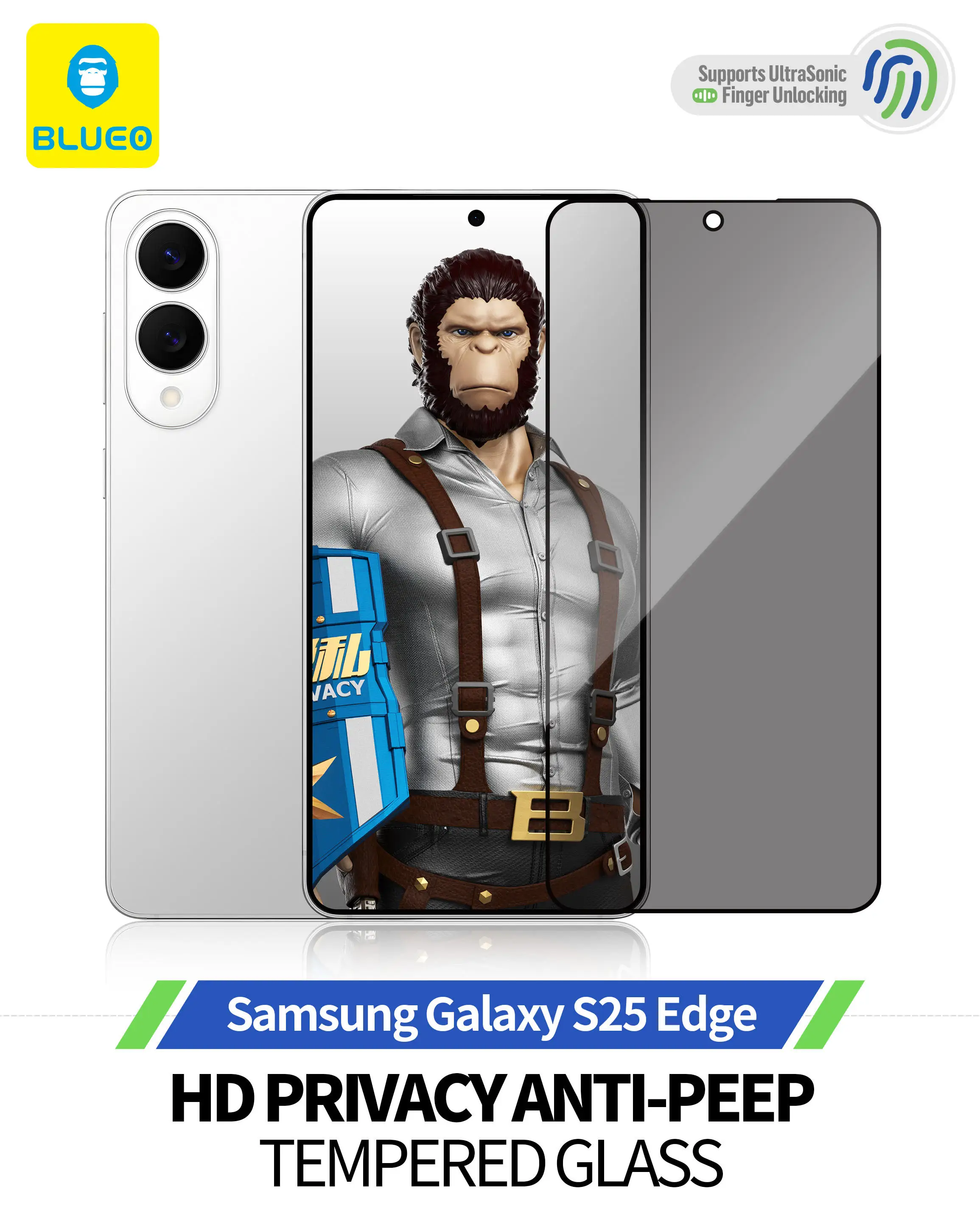 BLUEO For Samsung Galaxy S25 Ultra  Full Coverege Anti-Peep Tempered Privacy Screen Protector Glass For Samsung Galaxy S25 Edge
