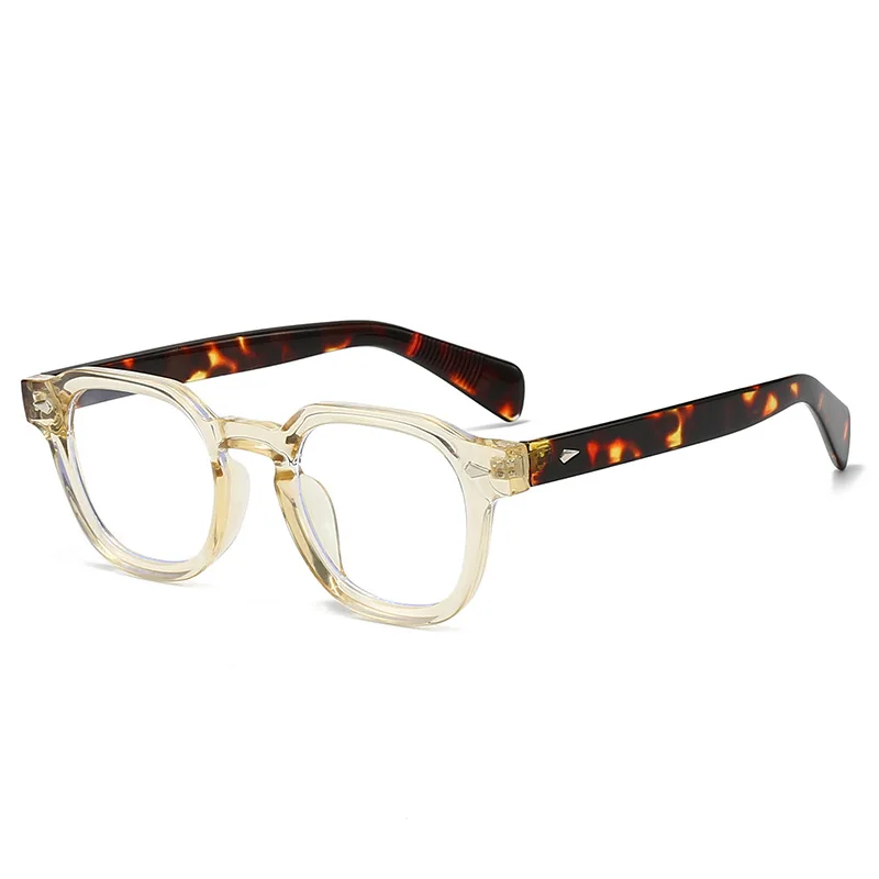 

Retro Anti Blue Light Oval Glasses Y2K Personality Leopard Print Rivet Design Prevent Mobile Phone Computer Radiation Unisex