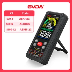 GVDA 스마트 디지털 멀티미터 9999 카운트, LCD 컬러 디스플레이, DC AC 전압 전류, True RMS 멀티메트로 충전식 멀티테스터