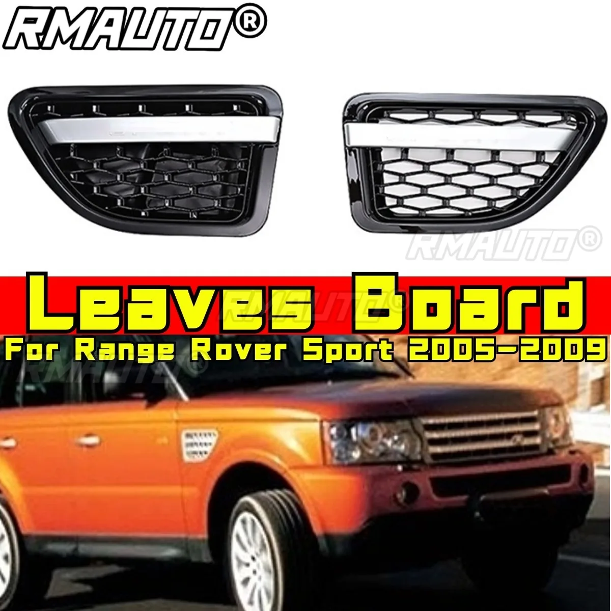 

Для Range Rover Sport 2005-2009 автомобильные аксессуары, доска с листьями, боковая накладка на воздуховыпускное отверстие, воздушная решетка, накладка на впуске, комплект для подбородка