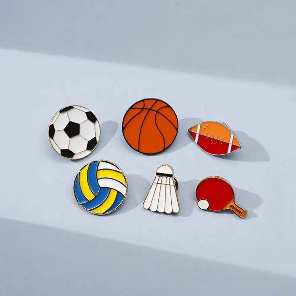 Cartoon Soccer Sports Ball Enamel Pin Volleyball Lapel Badge Dripping Oil Brooch Cartoon Basketball Metal Badge Jewelry Gift