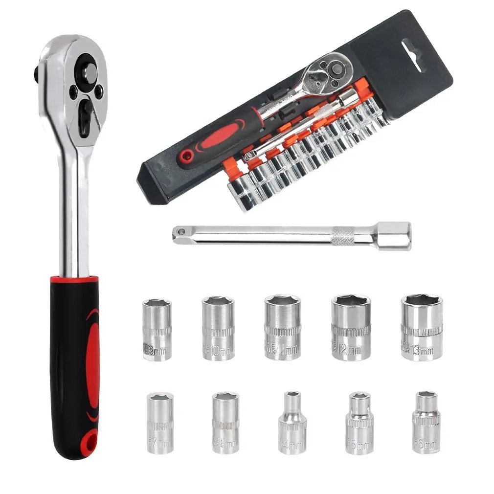 12-delige Set Moersleutel Dopset Motorfiets Reparatie Tool Hardware Auto Boot Auto Reparatie Tools Fiets Multitool Fiets Gereedschapskit