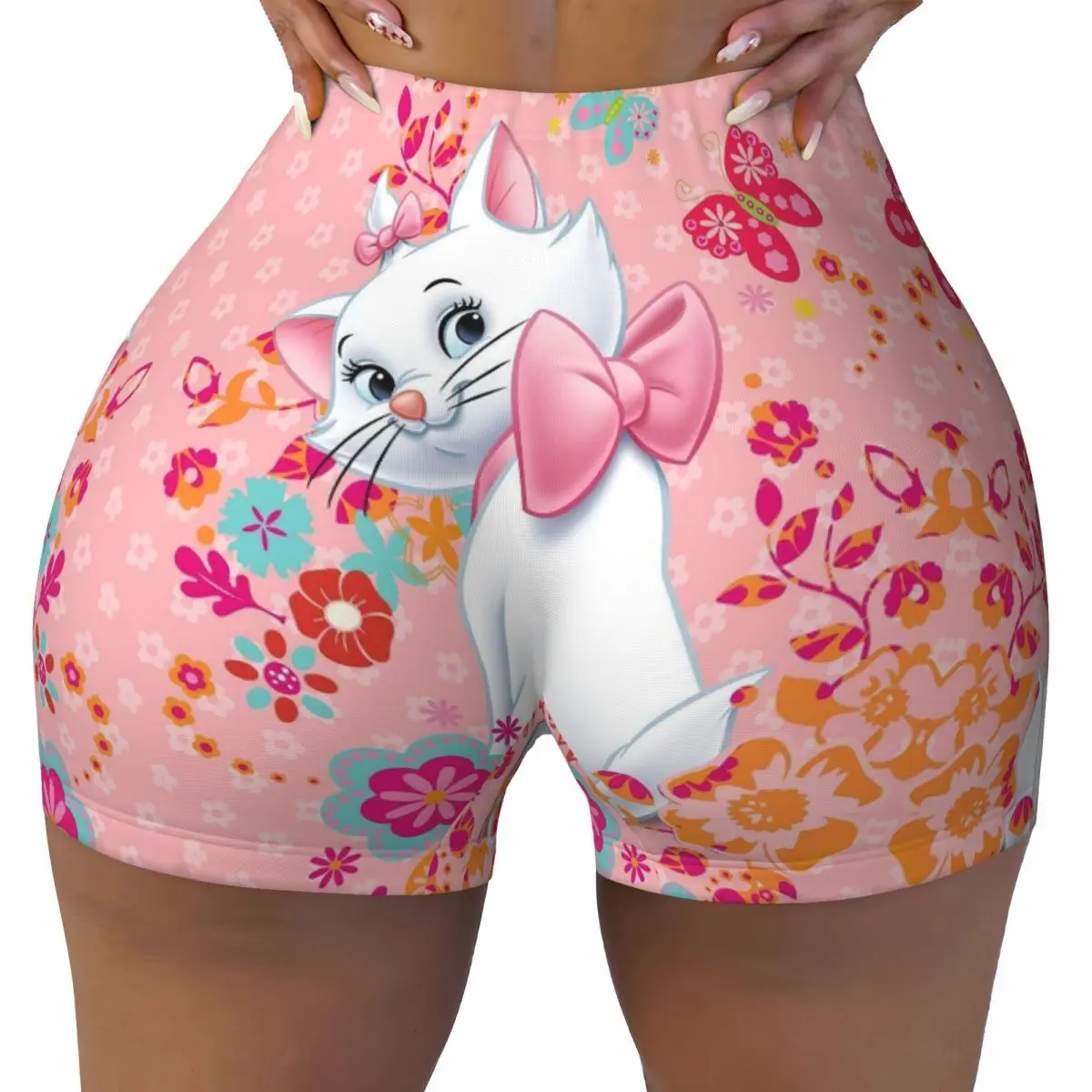 

Custom The Aristocats Marie Cat Workout Shorts Women's Gym Volleyball Biker Yoga Shorts