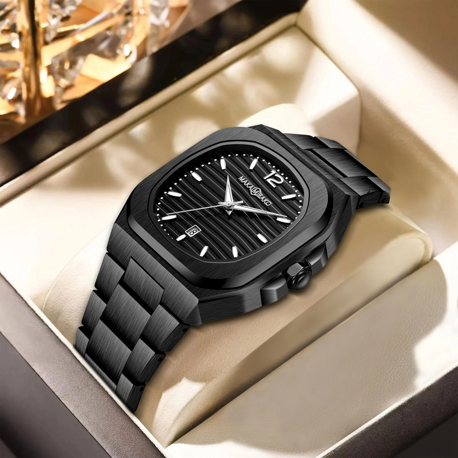 Imagem -03 - Relógio de Pulso Masculino de Preto Masculino Classic Business Relógios Impermeável Japão Movimento Quartz Relógios Marca Superior Novo 2023 Aço Inoxidável