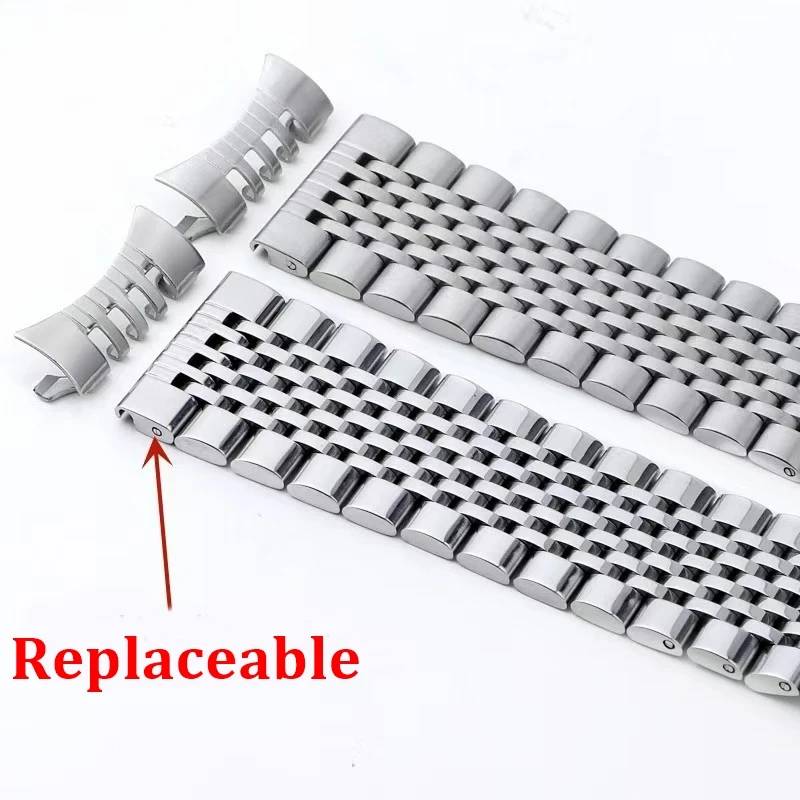 18mm 20mm 22mm Stainless Steel Watch Strap For Omega Tissot Universal Watchband Bead of Chain Bracelet Adjustable Wristband Tool