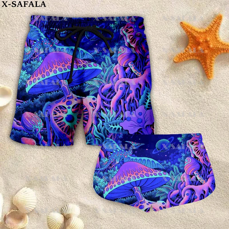 

Couple Matching Psychedelic Mushroom Trippy Shorts 3d Shorts Women Men Elastic Waist Shorts Summer Couple Beach Shorts-11