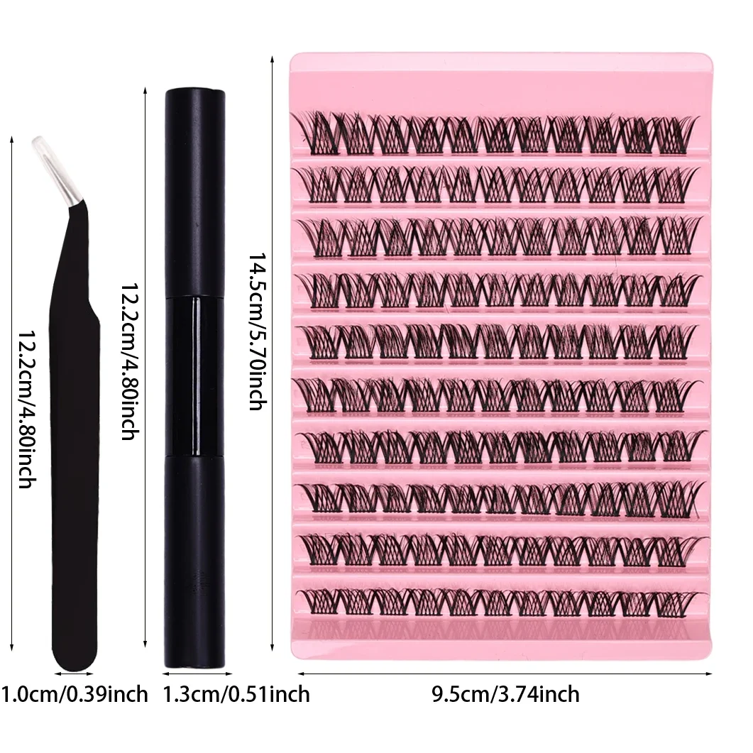 110pcs False Eyelashes Extension Kit with Eyelash Adhesive and Sealant and Eyelash Tweezers for use at home