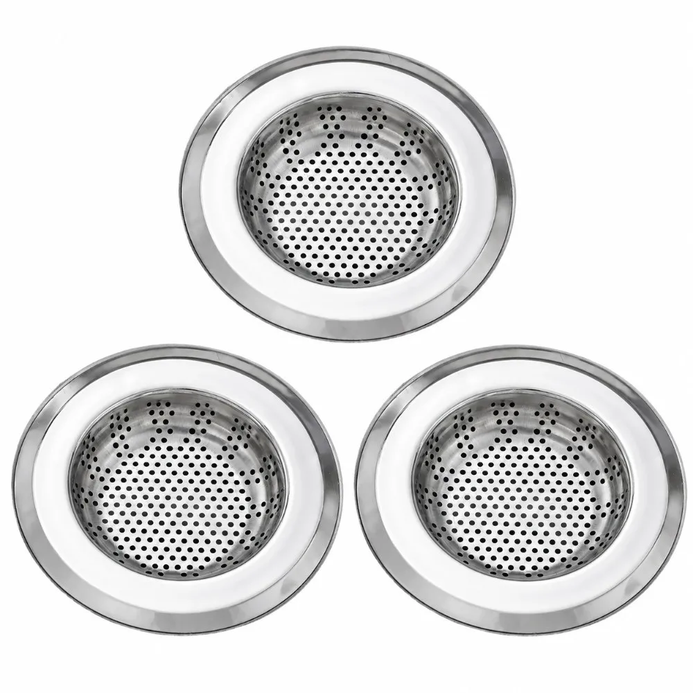 3 Pack Stainless Steel Sink Strainer Wide Edge 4.45 Inch Diameter Kitchen Sink Strainer Sink Drain Strainer Kitchen Sink