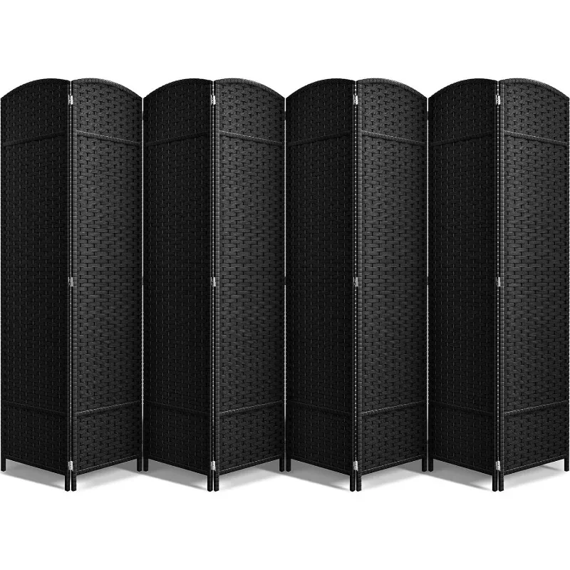 8 Panel Room Divider 6 ft. Tall - Privacy Screen, Extra Wide Double Hinged Panels, Mesh Hand-Woven Design