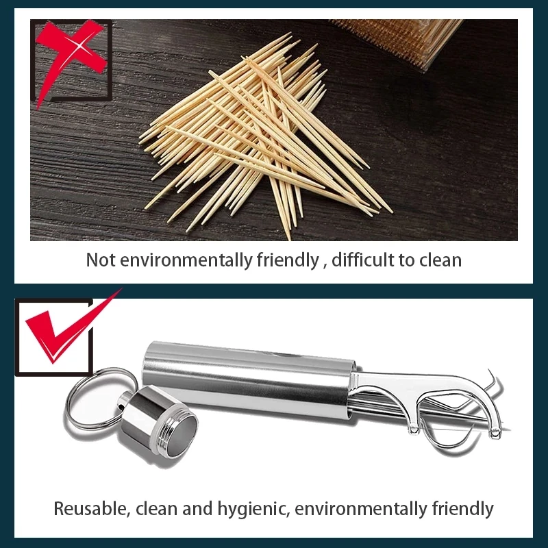 8 PCS Stainless Steel Tooth Pick Reusable Toothpick Set Eoopee Flossing PortableTeeth Cleaning Beauty Tools For Home Outdoor