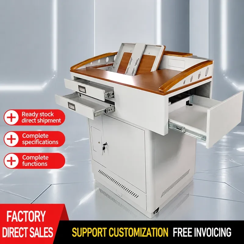 for Steel Desktop Multimedia Lecture Table Center Console School Furniture Multifunctional Teacher Podium