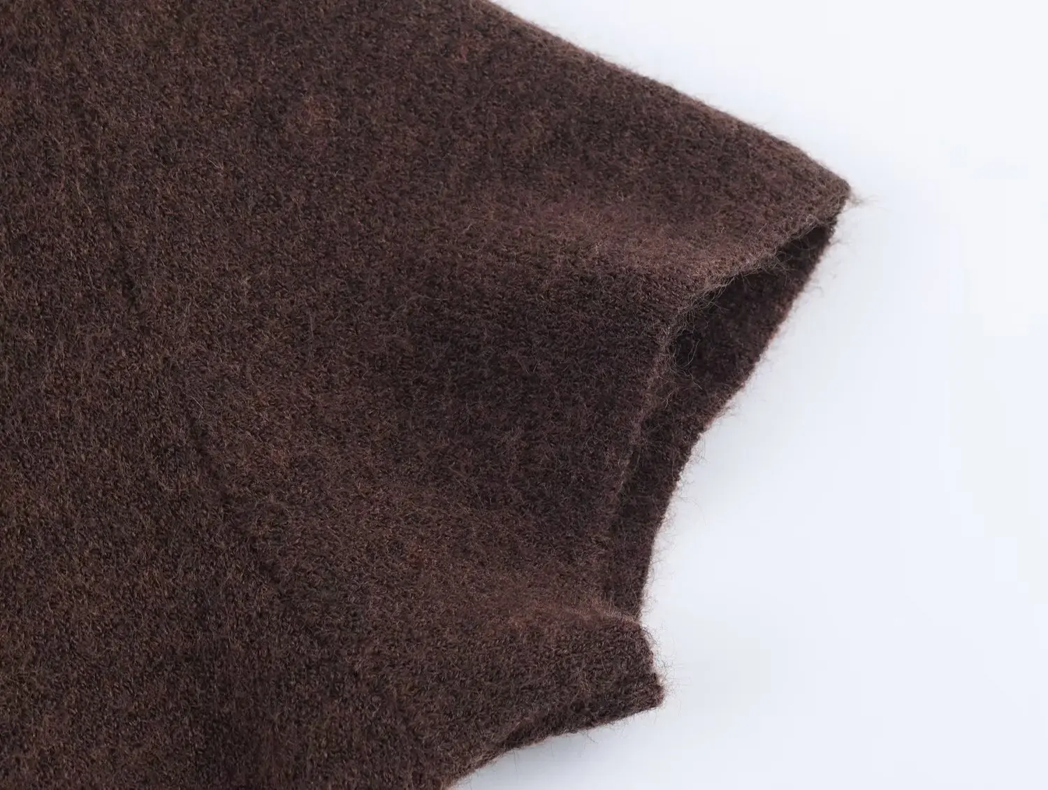 ETJ 2025 Nova coleção feminina: moda maillard cor pele sintética patchwork bainha em torno do pescoço vestido de malha de manga curta