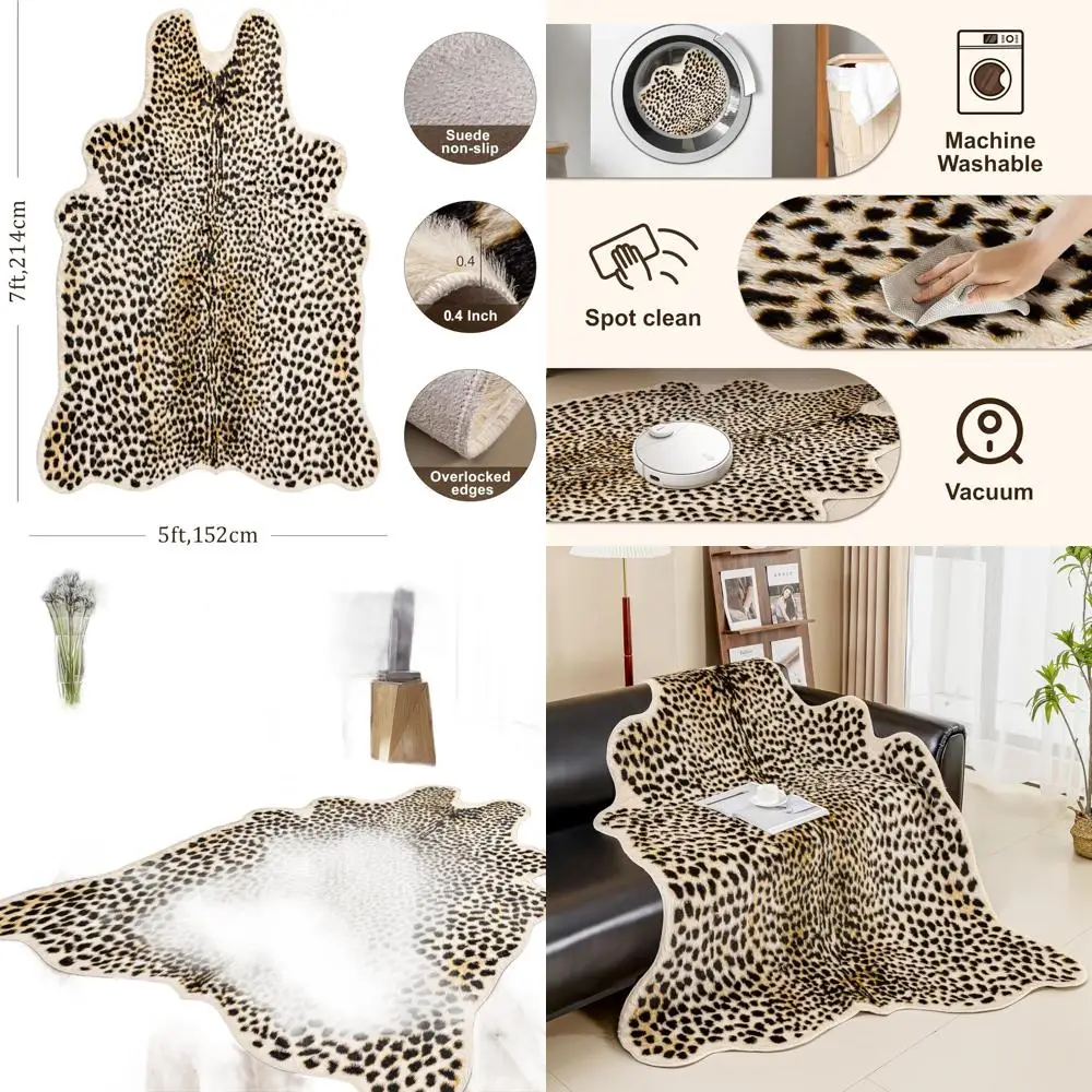 

Разноцветный ковер с имитацией звериного принта гепарда, 5.2x7 футов, для спальни или гостиной