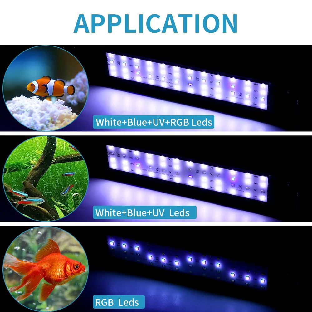 Imagem -02 - Led Aquarium Bracket Light Fish Tank Light Luz de Grama de Água Três Modos de Iluminação Temporizador Regulável Espectro Completo Coral Plant Grow Lamp