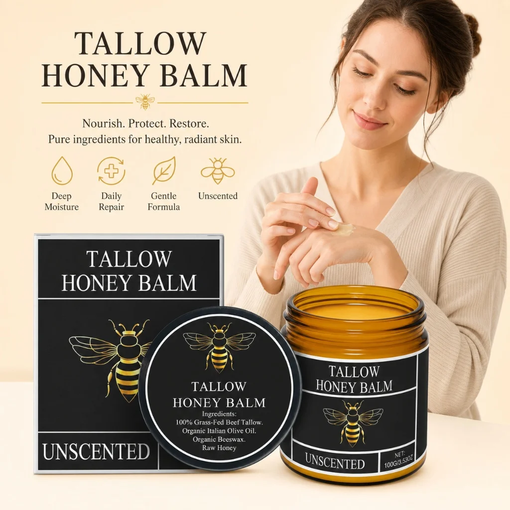 Tallow Honey Cream Glow Hydrating Skin Improve Elasticity Soft Bleaching Improve Dullness Firming Face Body Moisturizer Lotion